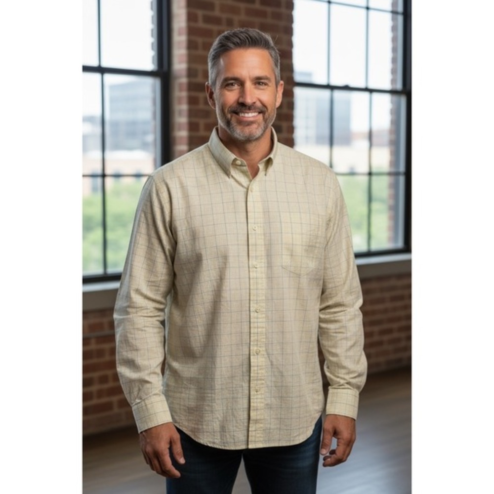 Club Room‎ Mens 18.5 34/35 Regular Fit Plaid Button Down Performance Shirt
